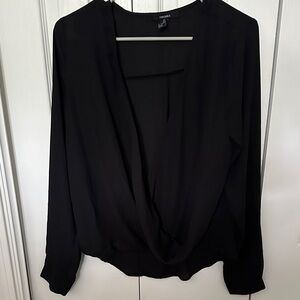 Forever 21 Black Drape Front Blouse